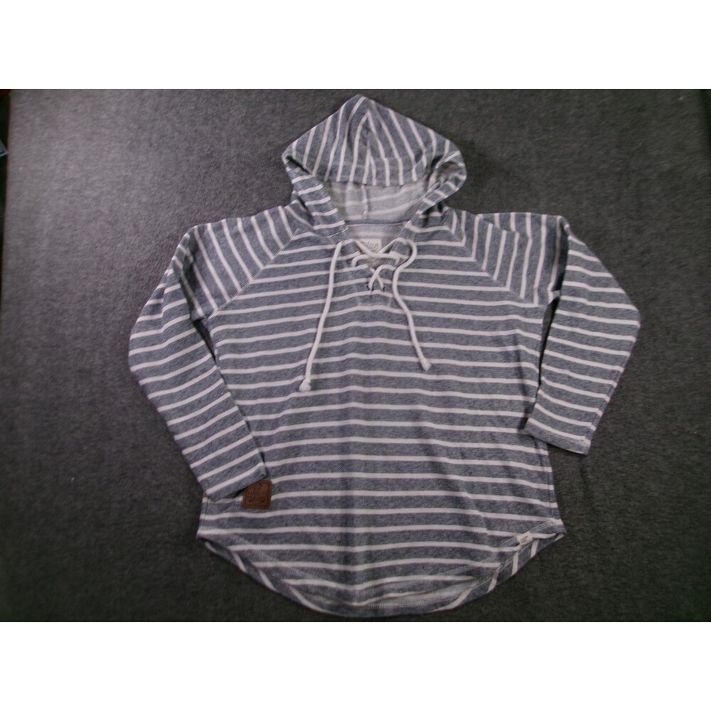 Blue 84 Sweatshirt Women Medium Gray Striped Hoodie Pullover Causal Lounge